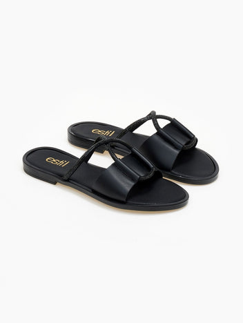 Σανδάλια με crossover στρας Estil - Μαύρο - thefashionproject.gr - Estil