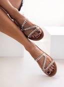 Σανδάλια με διαφάνεια και πέτρες Estil - Λευκό - thefashionproject.gr - Estil