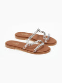 Σανδάλια με διαφάνεια και πέτρες Estil - Λευκό - thefashionproject.gr - Estil