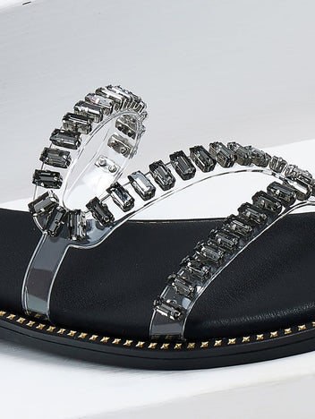 Σανδάλια με διαφάνεια και πέτρες Estil - Μαύρο - thefashionproject.gr - Estil