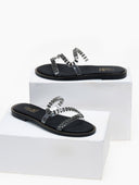 Σανδάλια με διαφάνεια και πέτρες Estil - Μαύρο - thefashionproject.gr - Estil