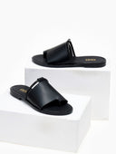 Σανδάλια με φαρδιά φάσα και στρας Estil - Μαύρο - thefashionproject.gr - Estil
