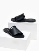 Σανδάλια με φαρδιά φάσα και στρας Estil - Μαύρο - thefashionproject.gr - Estil