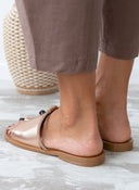 Σανδάλια με φαρδιά φάσα και στρας Estil - Χαλκός - thefashionproject.gr - Estil