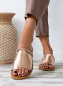Σανδάλια με φαρδιά φάσα και στρας Estil - Χαλκός - thefashionproject.gr - Estil