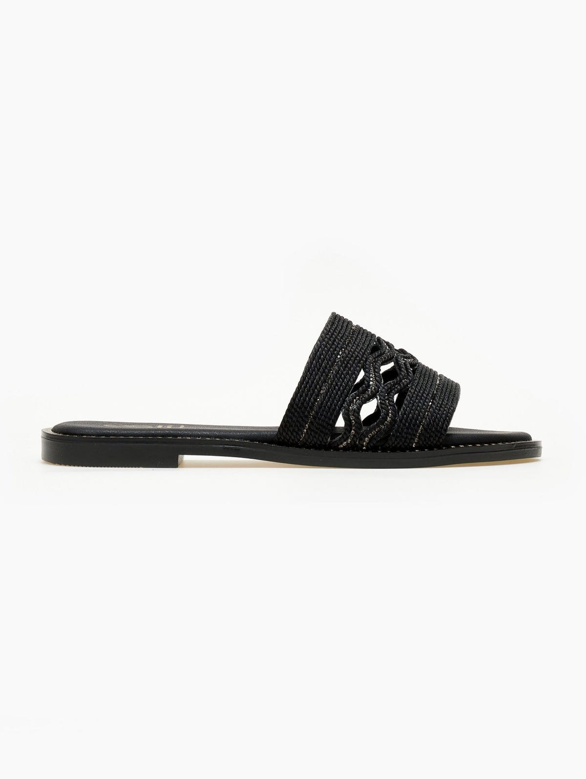 Σανδάλια με φαρδιά σχοίνινη φάσα Estil - Μαύρο - thefashionproject.gr - Estil