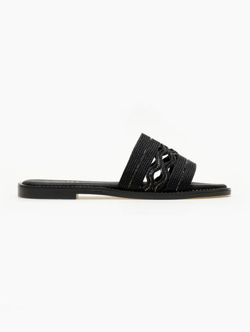 Σανδάλια με φαρδιά σχοίνινη φάσα Estil - Μαύρο - thefashionproject.gr - Estil