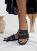 Σανδάλια με φαρδιά σχοίνινη φάσα Estil - Μαύρο - thefashionproject.gr - Estil