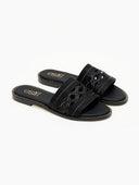 Σανδάλια με φαρδιά σχοίνινη φάσα Estil - Μαύρο - thefashionproject.gr - Estil