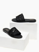 Σανδάλια με φαρδιά σχοίνινη φάσα Estil - Μαύρο - thefashionproject.gr - Estil
