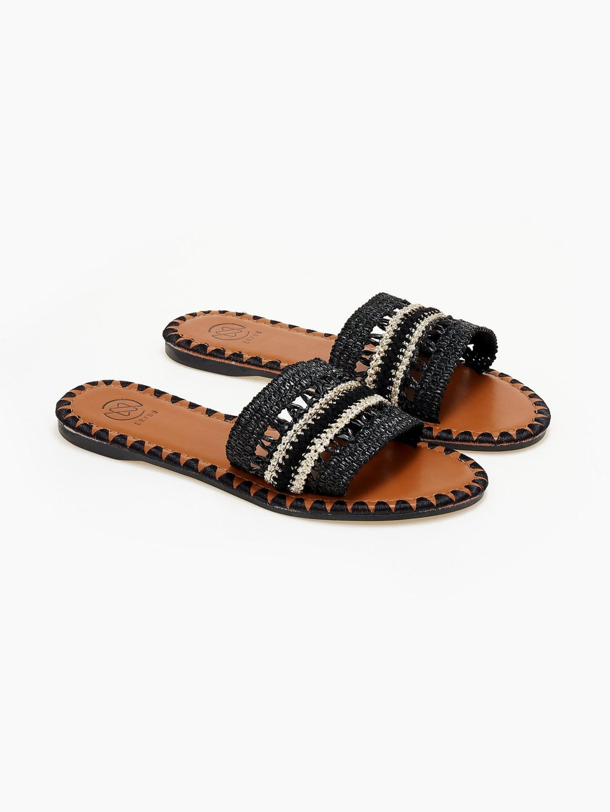 Σανδάλια με φάσα από ψάθα ERYNN - Μαύρο - thefashionproject.gr - ERYNN