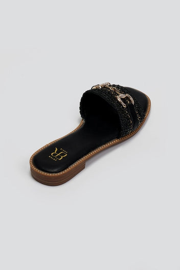 Σανδάλια με φάσα από ψάθα ERYNN - Μαύρο - thefashionproject.gr - ERYNN