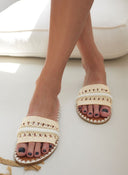 Σανδάλια με φάσα από ψάθα ERYNN - Μπεζ - thefashionproject.gr - ERYNN