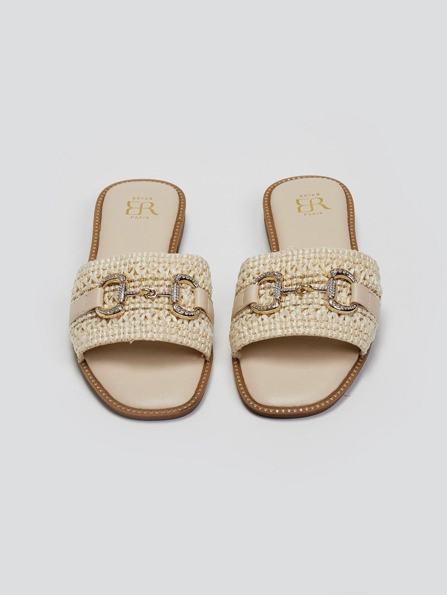 Σανδάλια με φάσα από ψάθα ERYNN - Μπεζ - thefashionproject.gr - ERYNN