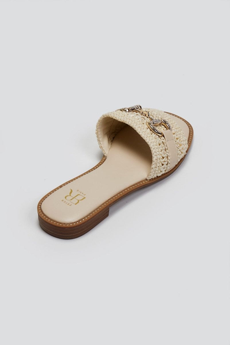 Σανδάλια με φάσα από ψάθα ERYNN - Μπεζ - thefashionproject.gr - ERYNN