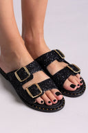 Σανδάλια με γκλίτερ και τοκάδες Estil - Μαύρο - thefashionproject.gr - Estil