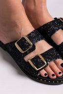Σανδάλια με γκλίτερ και τοκάδες Estil - Μαύρο - thefashionproject.gr - Estil