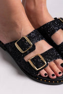 Σανδάλια με γκλίτερ και τοκάδες Estil - Μαύρο - thefashionproject.gr - Estil