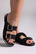 Σανδάλια με γκλίτερ και τοκάδες Estil - Μαύρο - thefashionproject.gr - Estil