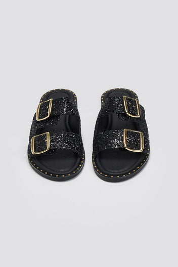 Σανδάλια με γκλίτερ και τοκάδες Estil - Μαύρο - thefashionproject.gr - Estil