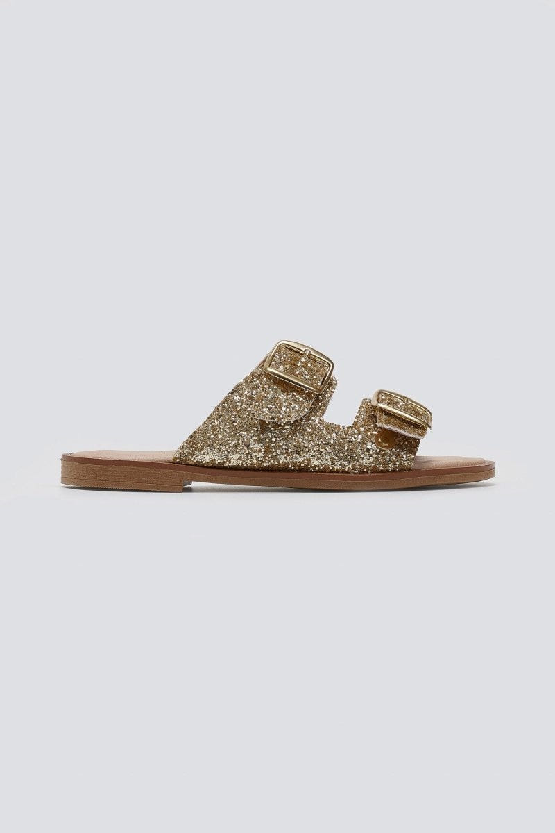 Σανδάλια με γκλίτερ και τοκάδες Estil - Χρυσό - thefashionproject.gr - Estil