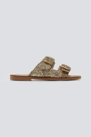 Σανδάλια με γκλίτερ και τοκάδες Estil - Χρυσό - thefashionproject.gr - Estil