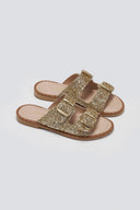 Σανδάλια με γκλίτερ και τοκάδες Estil - Χρυσό - thefashionproject.gr - Estil