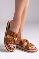 Σανδάλια με κρίκους ERYNN - Κάμελ - thefashionproject.gr - ERYNN