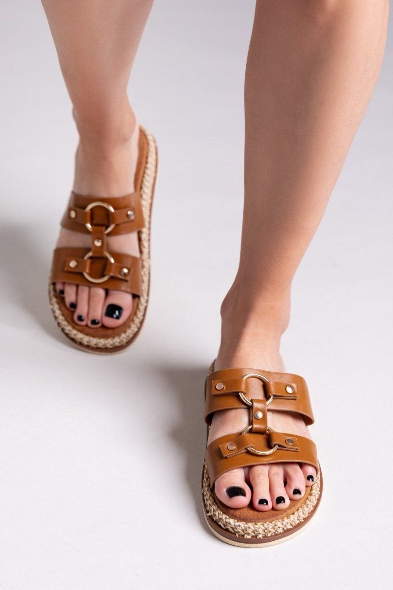 Σανδάλια με κρίκους ERYNN - Κάμελ - thefashionproject.gr - ERYNN