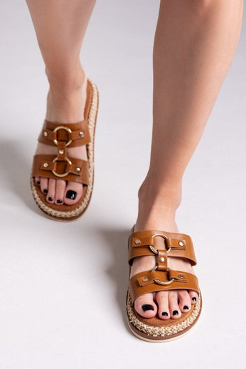 Σανδάλια με κρίκους ERYNN - Κάμελ - thefashionproject.gr - ERYNN