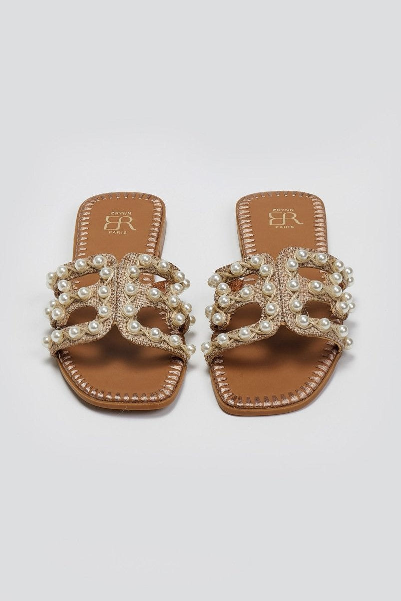 Σανδάλια με πέρλες ERYNN - Τάουπε - thefashionproject.gr - ERYNN