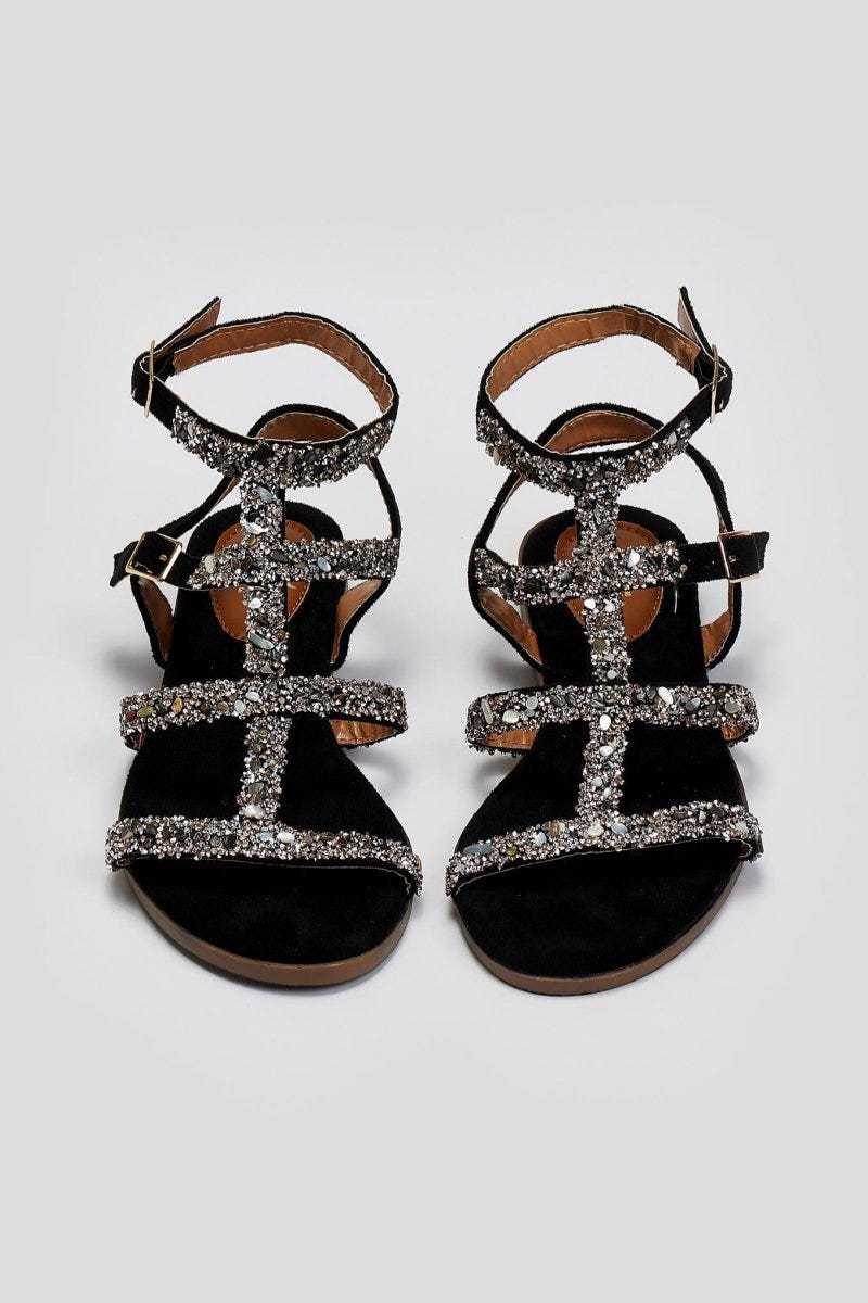 Σανδάλια με πέτρες ERYNN - Μαύρο - thefashionproject.gr - ERYNN