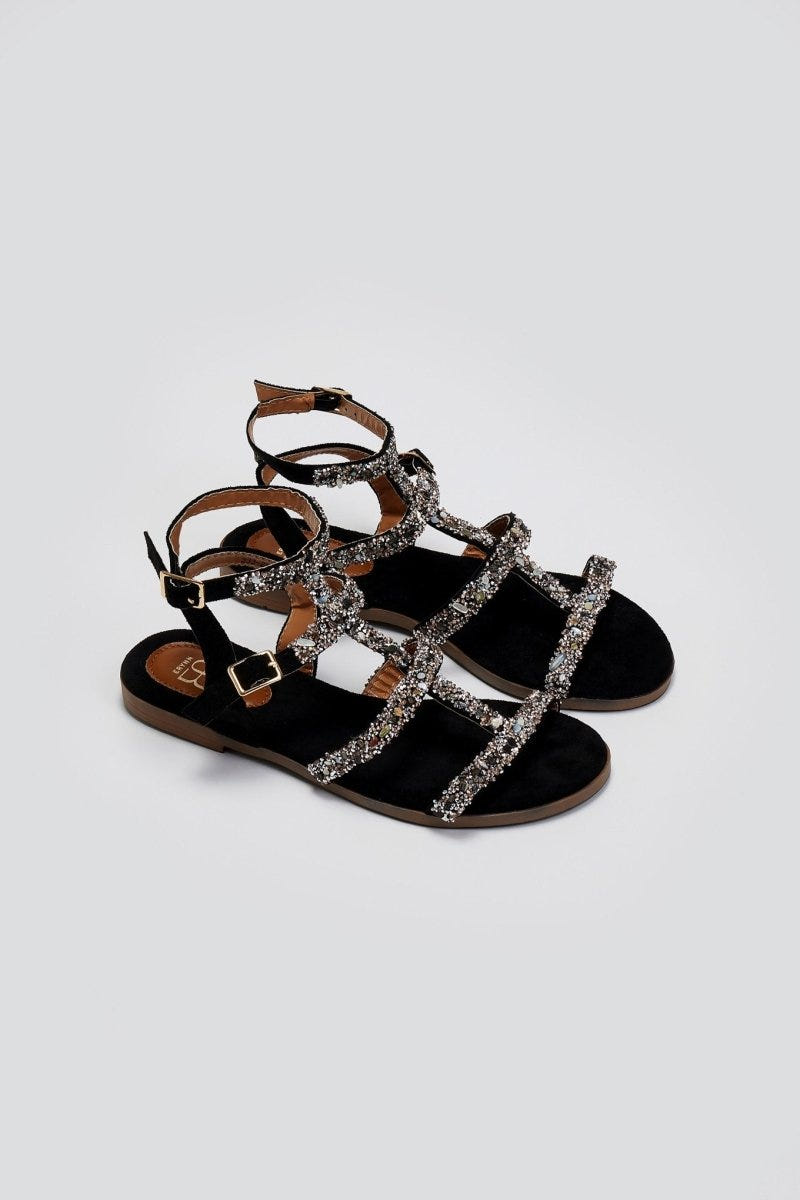 Σανδάλια με πέτρες ERYNN - Μαύρο - thefashionproject.gr - ERYNN