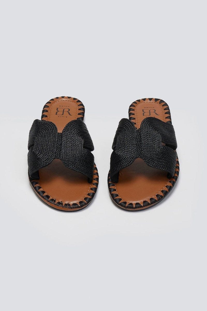Σανδάλια με πλεκτή φάσα ERYNN - Μαύρο - thefashionproject.gr - ERYNN