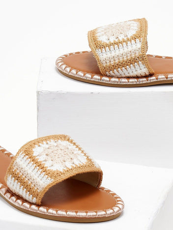 Σανδάλια με πλεκτή φάσα ERYNN - Μπεζ - thefashionproject.gr - ERYNN