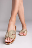 Σανδάλια με πλεκτή φάσα ERYNN - Χρυσό - thefashionproject.gr - ERYNN