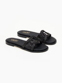 Σανδάλια με πλεκτή φάσα και στρας Estil - Μαύρο - thefashionproject.gr - Estil