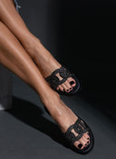 Σανδάλια με πλεκτή φάσα και στρας Estil - Μαύρο - thefashionproject.gr - Estil