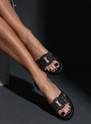Σανδάλια με πλεκτή φάσα και στρας Estil - Μαύρο - thefashionproject.gr - Estil