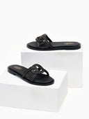 Σανδάλια με πλεκτή φάσα και στρας Estil - Μαύρο - thefashionproject.gr - Estil