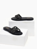 Σανδάλια με πλεκτή φάσα και στρας Estil - Μαύρο - thefashionproject.gr - Estil
