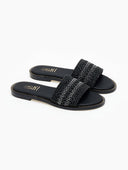 Σανδάλια με πλεκτή ψάθινη φάσα Estil - Μαύρο - thefashionproject.gr - Estil