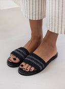 Σανδάλια με πλεκτή ψάθινη φάσα Estil - Μαύρο - thefashionproject.gr - Estil