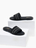 Σανδάλια με πλεκτή ψάθινη φάσα Estil - Μαύρο - thefashionproject.gr - Estil