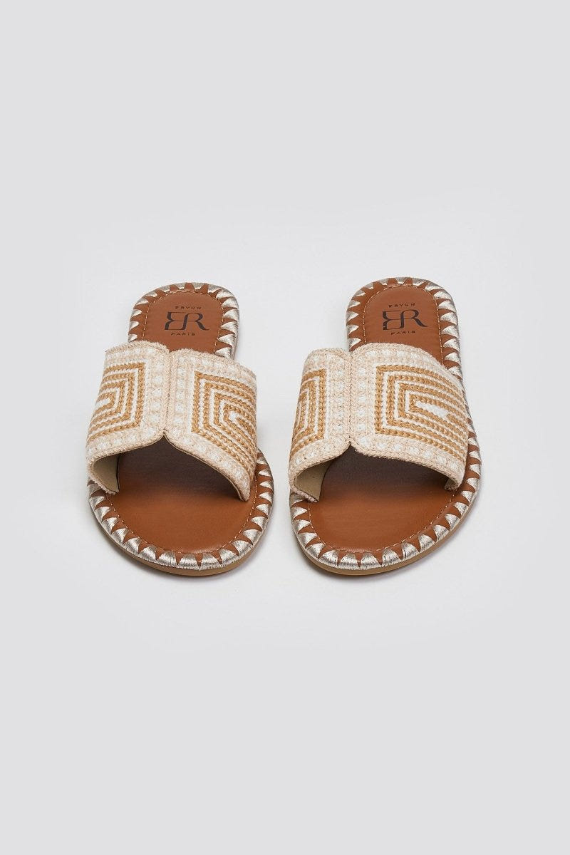 Σανδάλια με πλεκτό σχέδιο ERYNN - Μπεζ - thefashionproject.gr - ERYNN