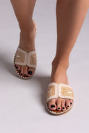 Σανδάλια με πλεκτό σχέδιο ERYNN - Μπεζ - thefashionproject.gr - ERYNN