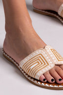 Σανδάλια με πλεκτό σχέδιο ERYNN - Μπεζ - thefashionproject.gr - ERYNN