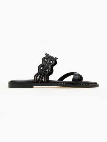 Σανδάλια με πλεκτό σχέδιο Estil - Μαύρο - thefashionproject.gr - Estil