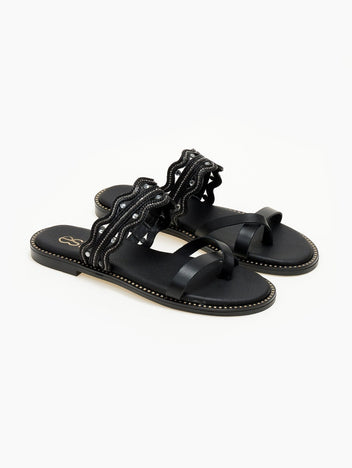 Σανδάλια με πλεκτό σχέδιο Estil - Μαύρο - thefashionproject.gr - Estil