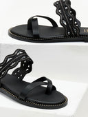 Σανδάλια με πλεκτό σχέδιο Estil - Μαύρο - thefashionproject.gr - Estil